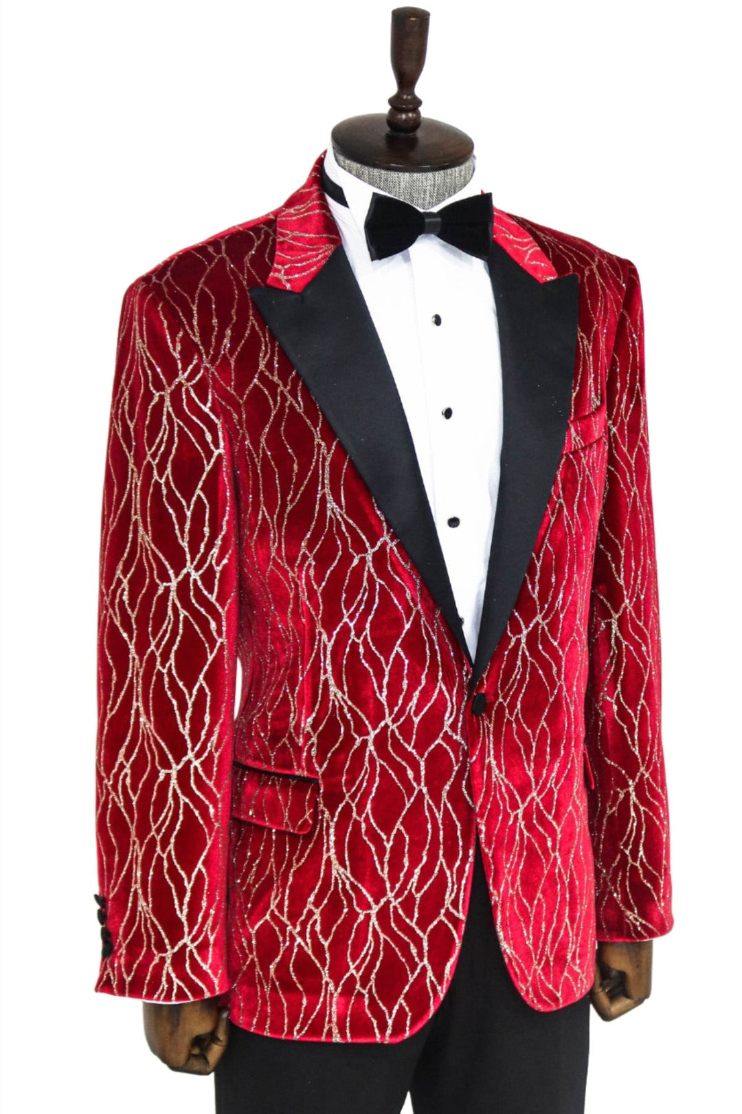 WSS Silver Patterned Burgundy Men Prom Blazer  - Singen