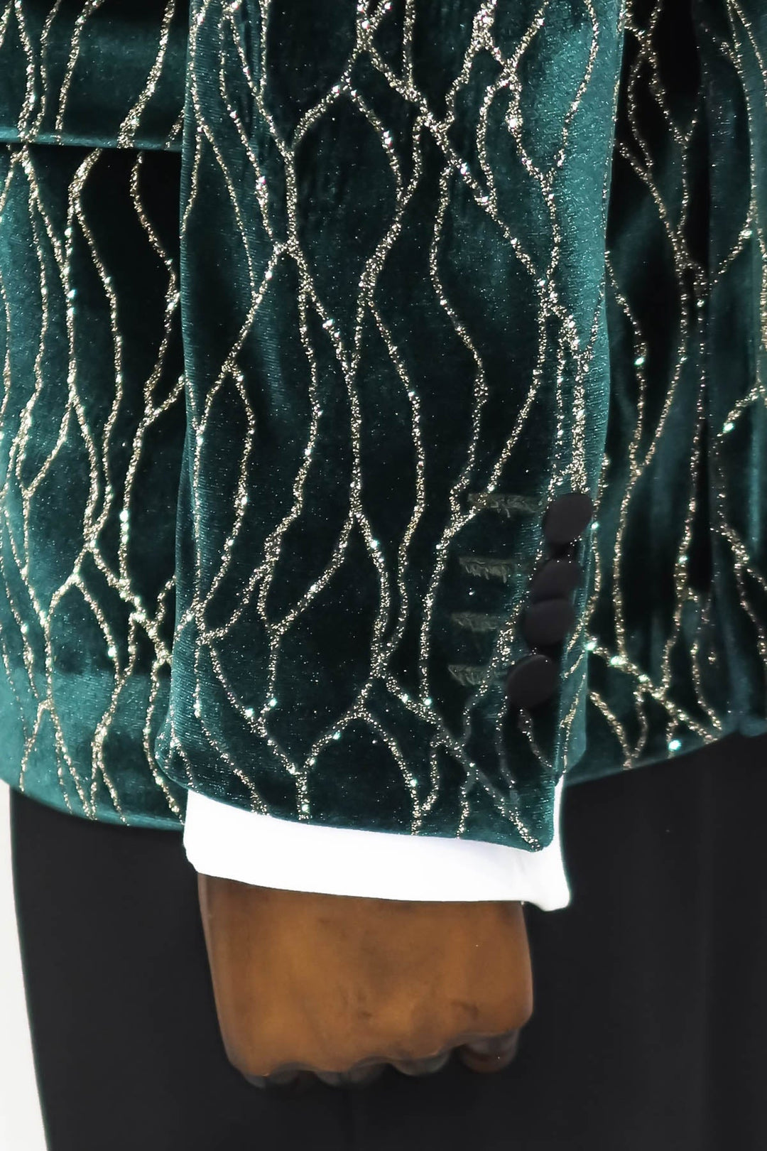 WSS Patterned Dark Green Men Prom Blazer  - Singen