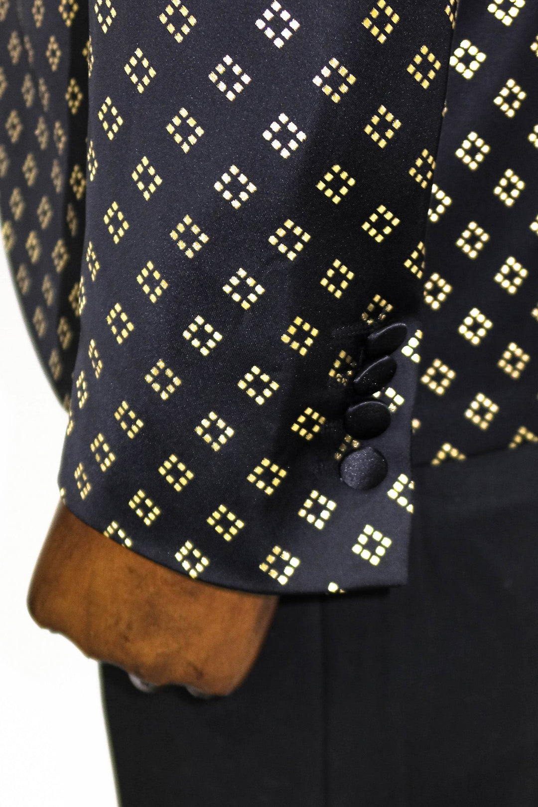 WSS Gold Diamond Pattern Over Black Tuxedo Blazer  - Singen