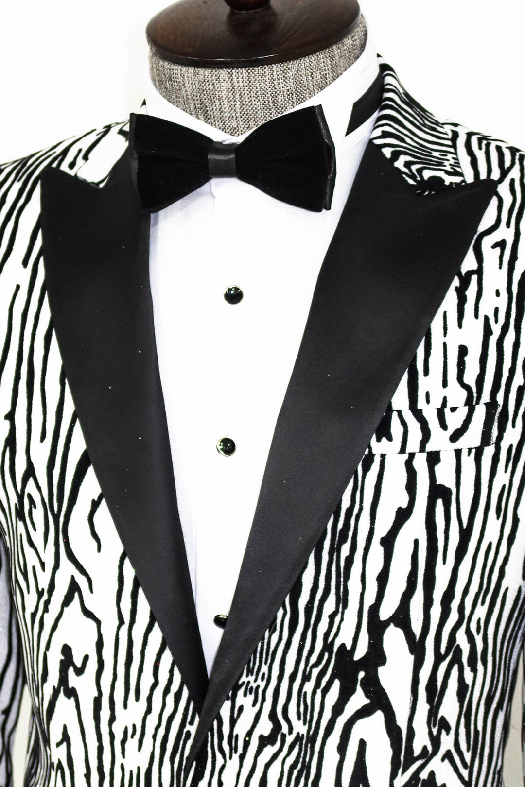 WSS Slim Fit Zebra Patterned White Men Prom Blazer  - Singen