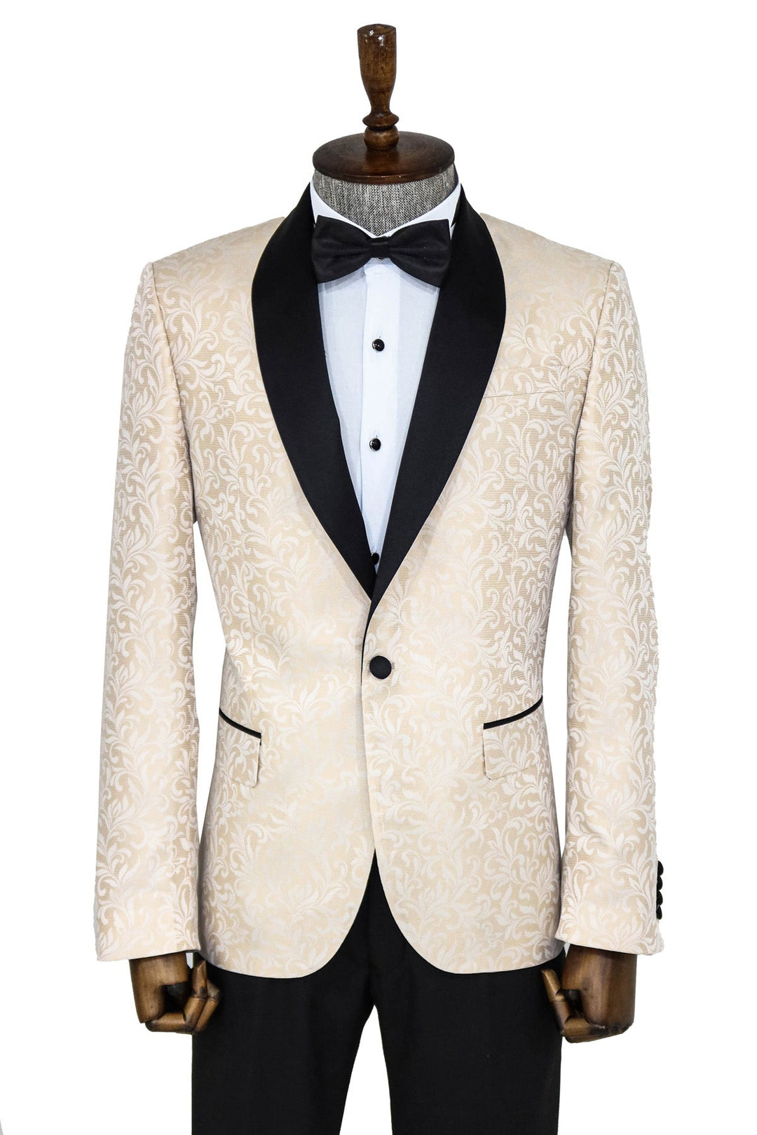 WSS Shawl Lapel Floral Patterned Cream Men Prom Blazer  - Singen