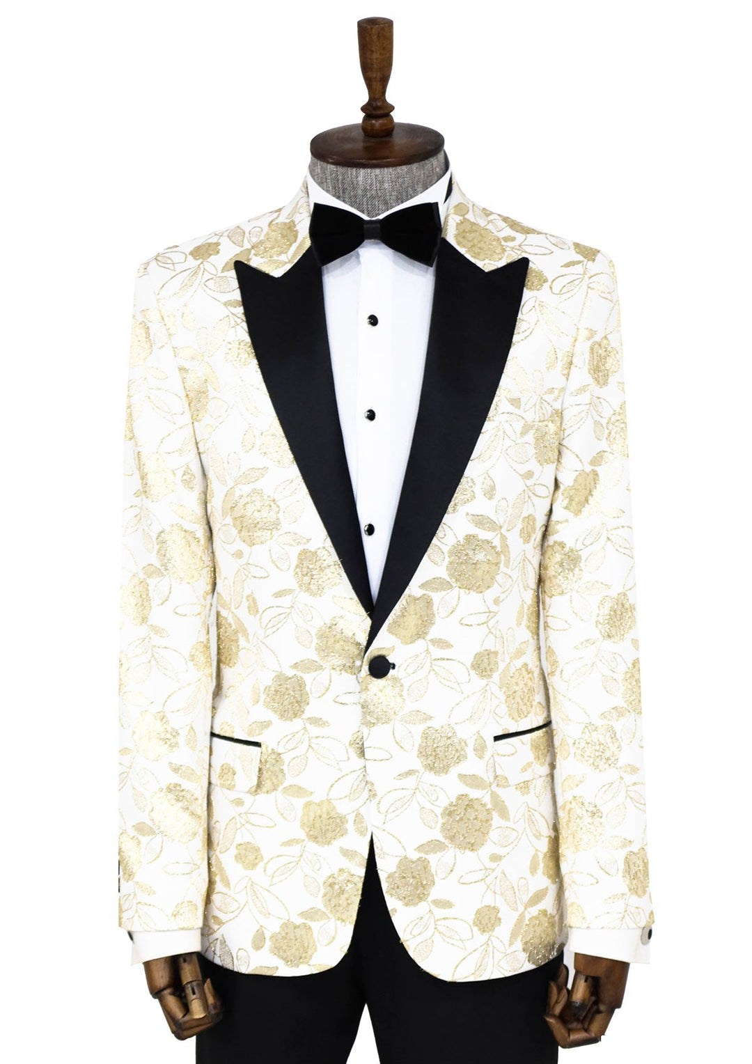 WSS Floral Patterned White Men Prom Blazer  - Singen