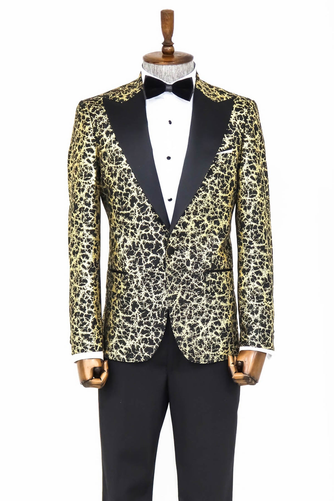 WSS Root Pattern Peak Lapel Black Men Prom Blazer  - Singen