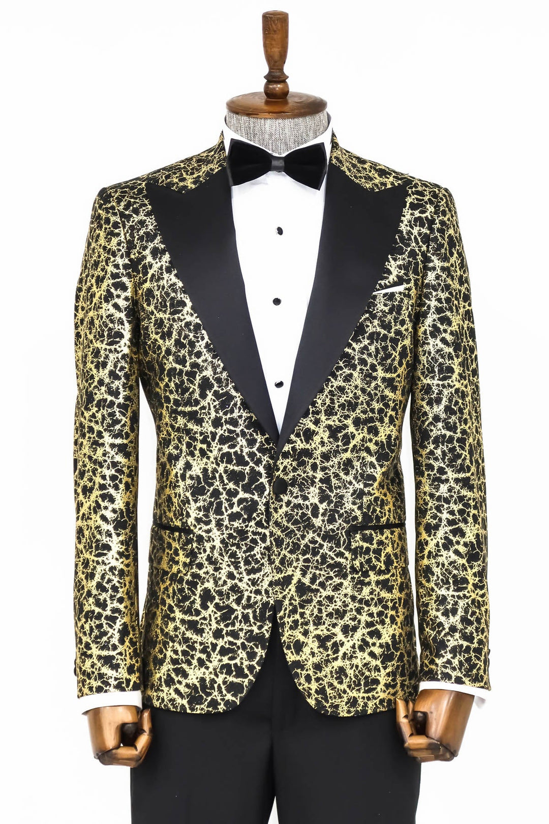 WSS Root Pattern Peak Lapel Black Men Prom Blazer  - Singen