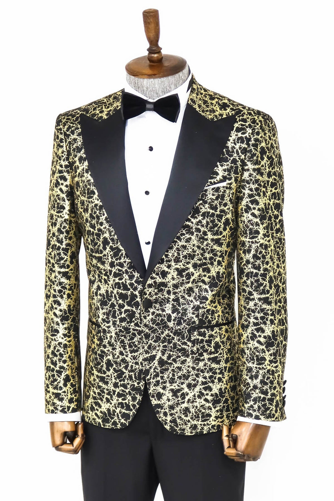 WSS Root Pattern Peak Lapel Black Men Prom Blazer  - Singen