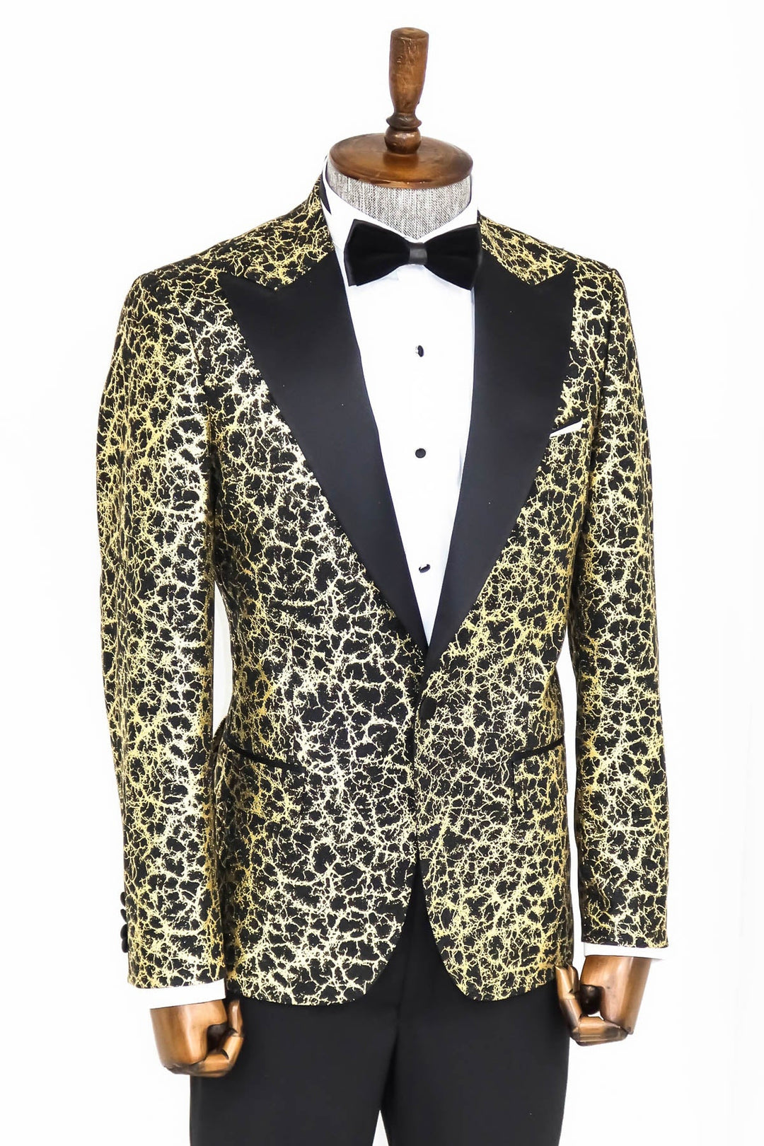 WSS Root Pattern Peak Lapel Black Men Prom Blazer  - Singen