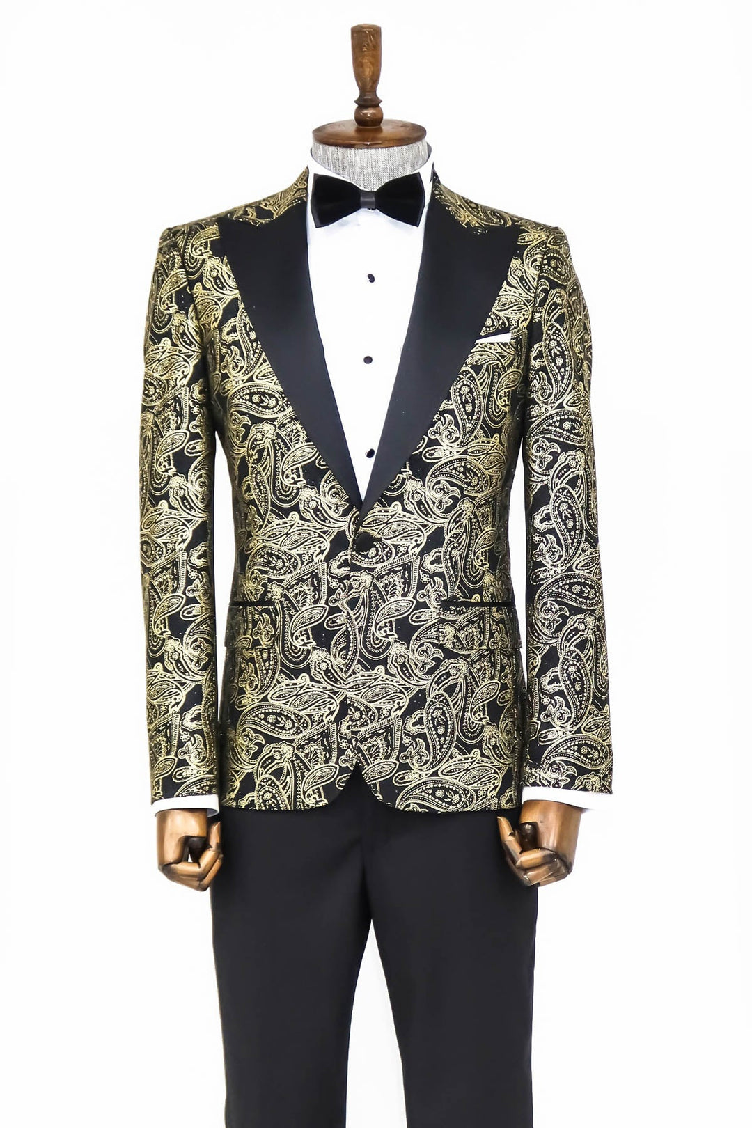 WSS Paisley Peak Lapel Black Men Prom Blazer  - Singen