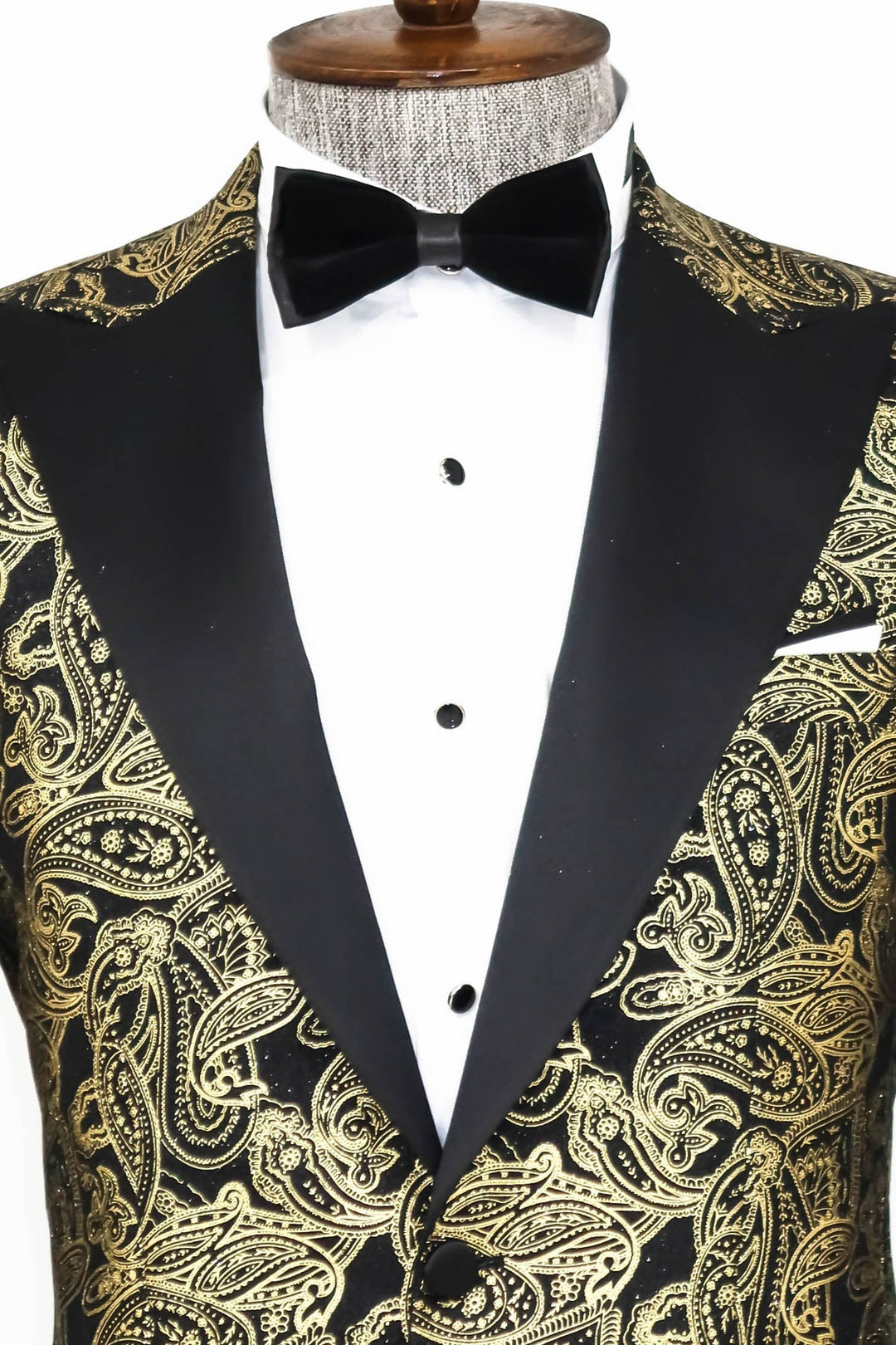 WSS Paisley Peak Lapel Black Men Prom Blazer  - Singen