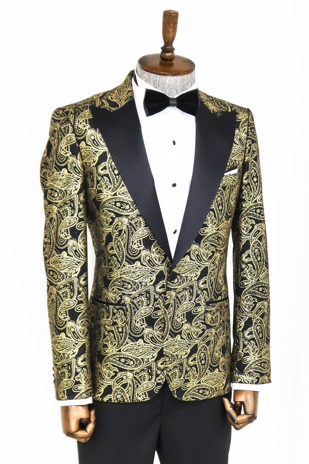 WSS Paisley Peak Lapel Black Men Prom Blazer  - Singen