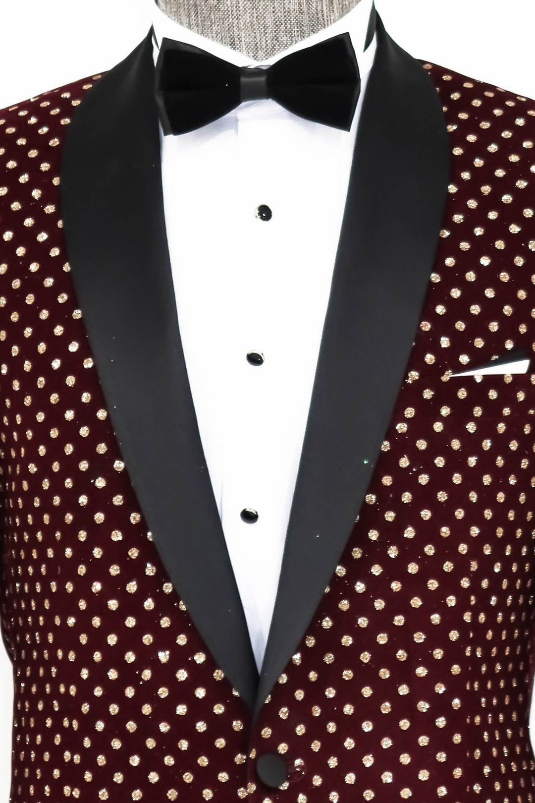 WSS Dot Patterned Slim Fit Burgundy Men Prom Blazer  - Singen