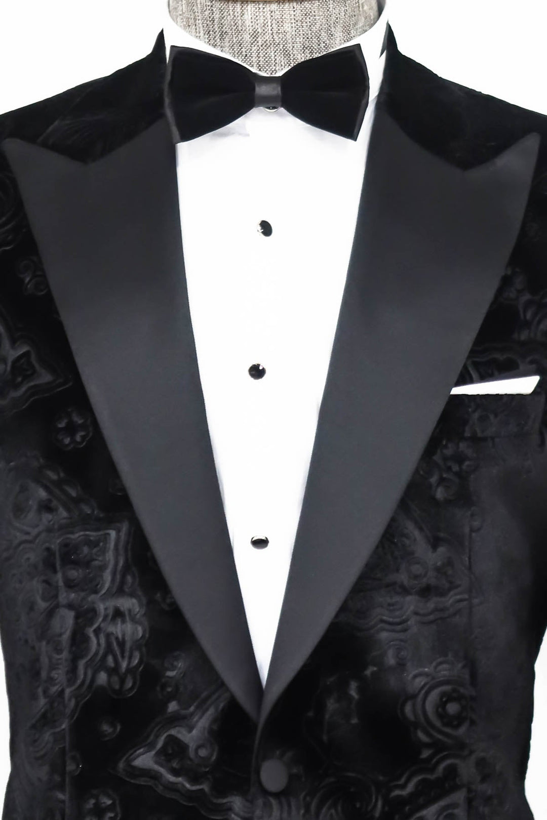 WSS Floral Patterned Velvet Black Men Prom Blazer  - Singen