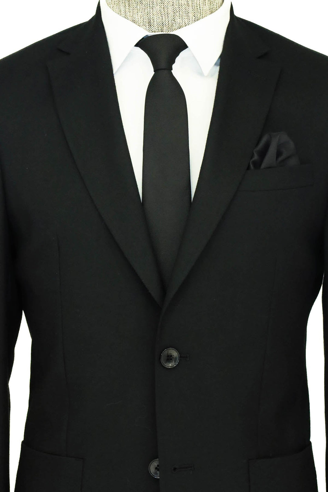 WSS Textured Slim Fit Peak Lapel Black Men Blazer  - Singen