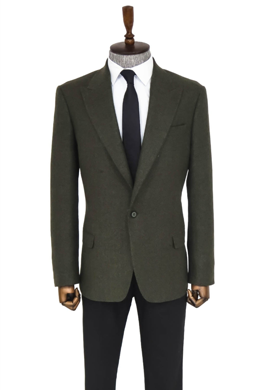 WSS Houndstooth Wool Dark Green Men Blazer  - Singen