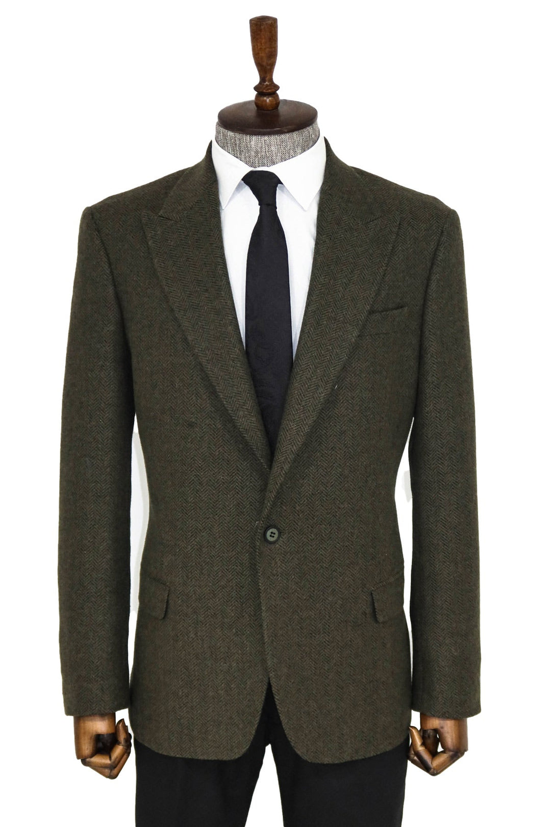 WSS Houndstooth Wool Dark Green Men Blazer  - Singen