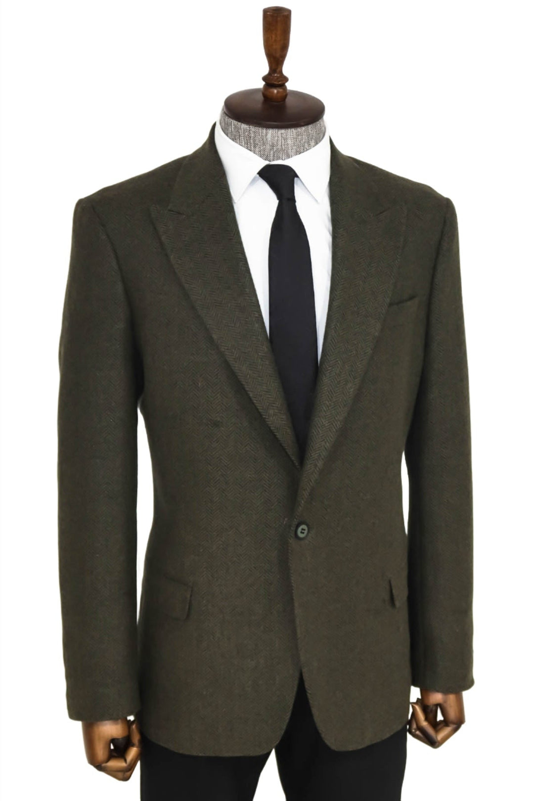 WSS Houndstooth Wool Dark Green Men Blazer  - Singen