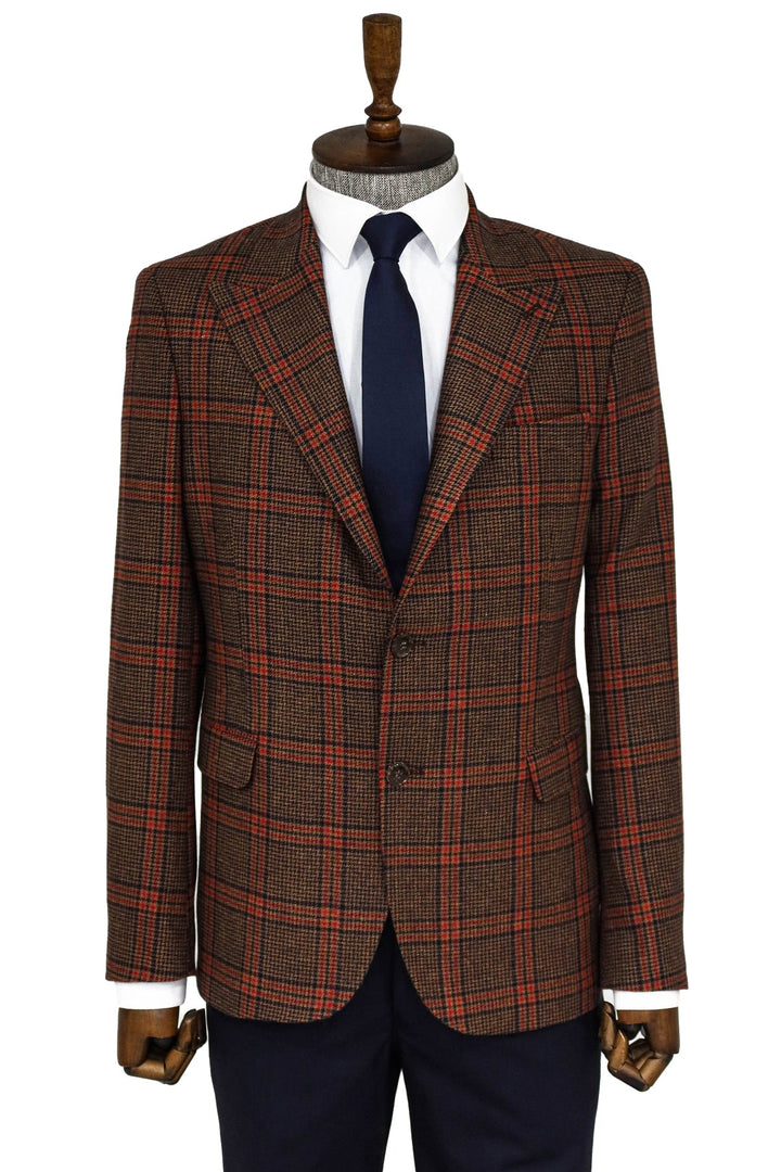 WSS Checked Wool Brown Men Blazer  - Singen