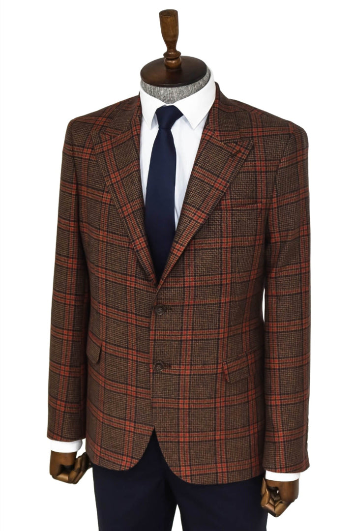 WSS Checked Wool Brown Men Blazer  - Singen