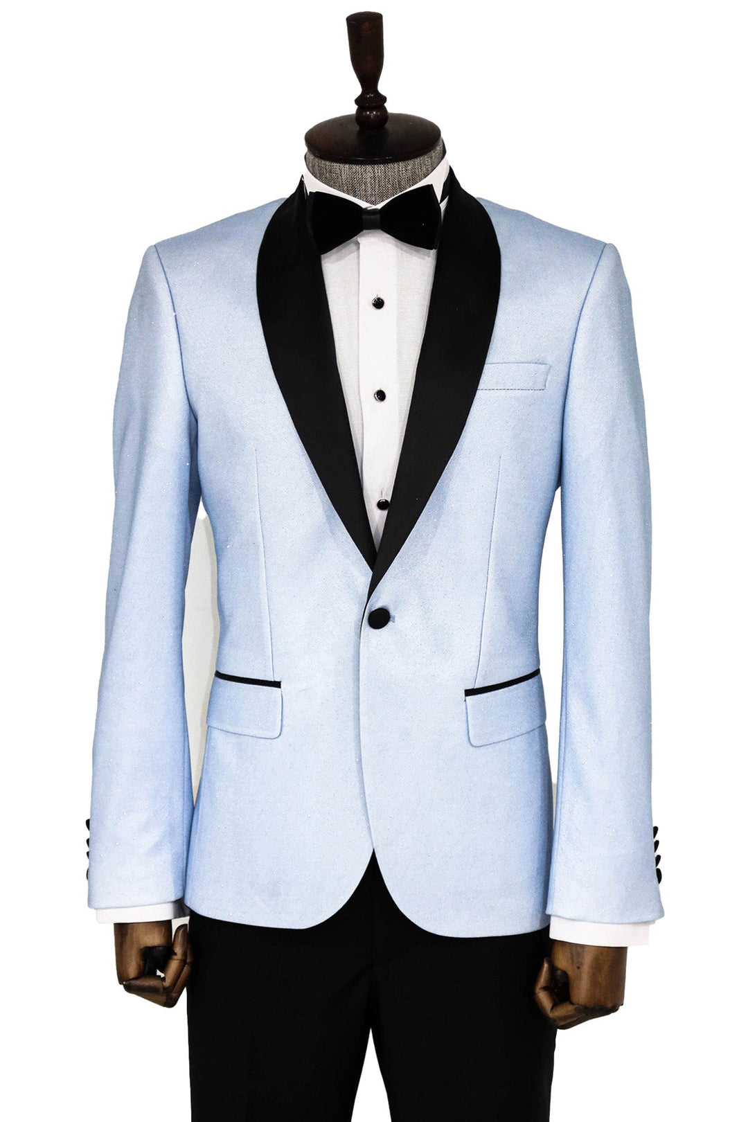 WSS Shawl Lapel Sky Blue Men Prom Blazer  - Singen