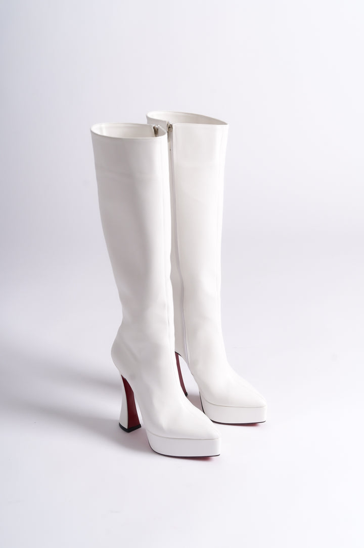 DSM Venazore white leather platform women's boots - Como