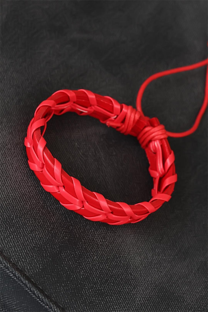 EBJ Red Knitted Leather Men's Bracelet - Medgidia