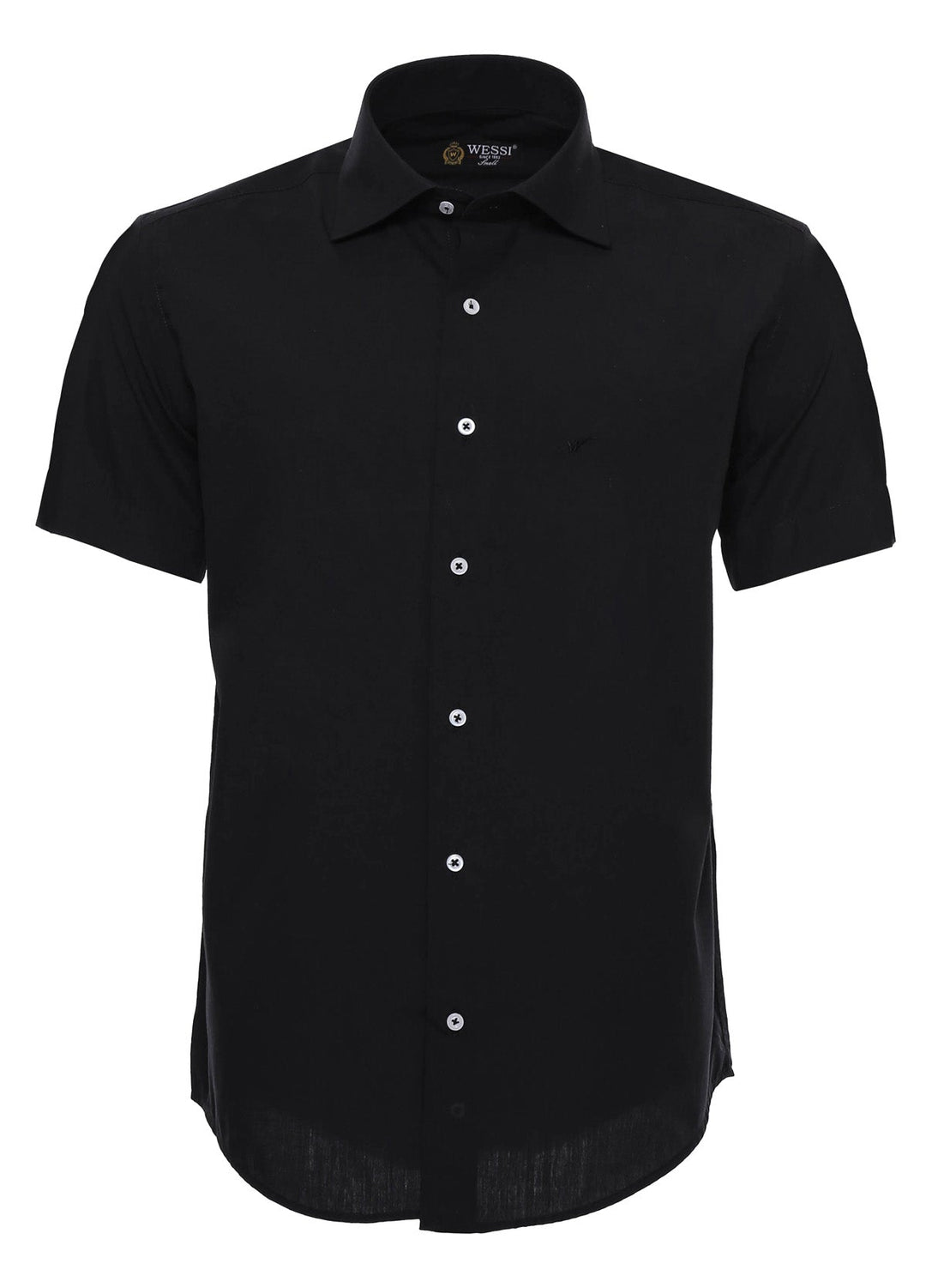 WSS Short Sleeves Cotton Black Men Shirt  - Singen