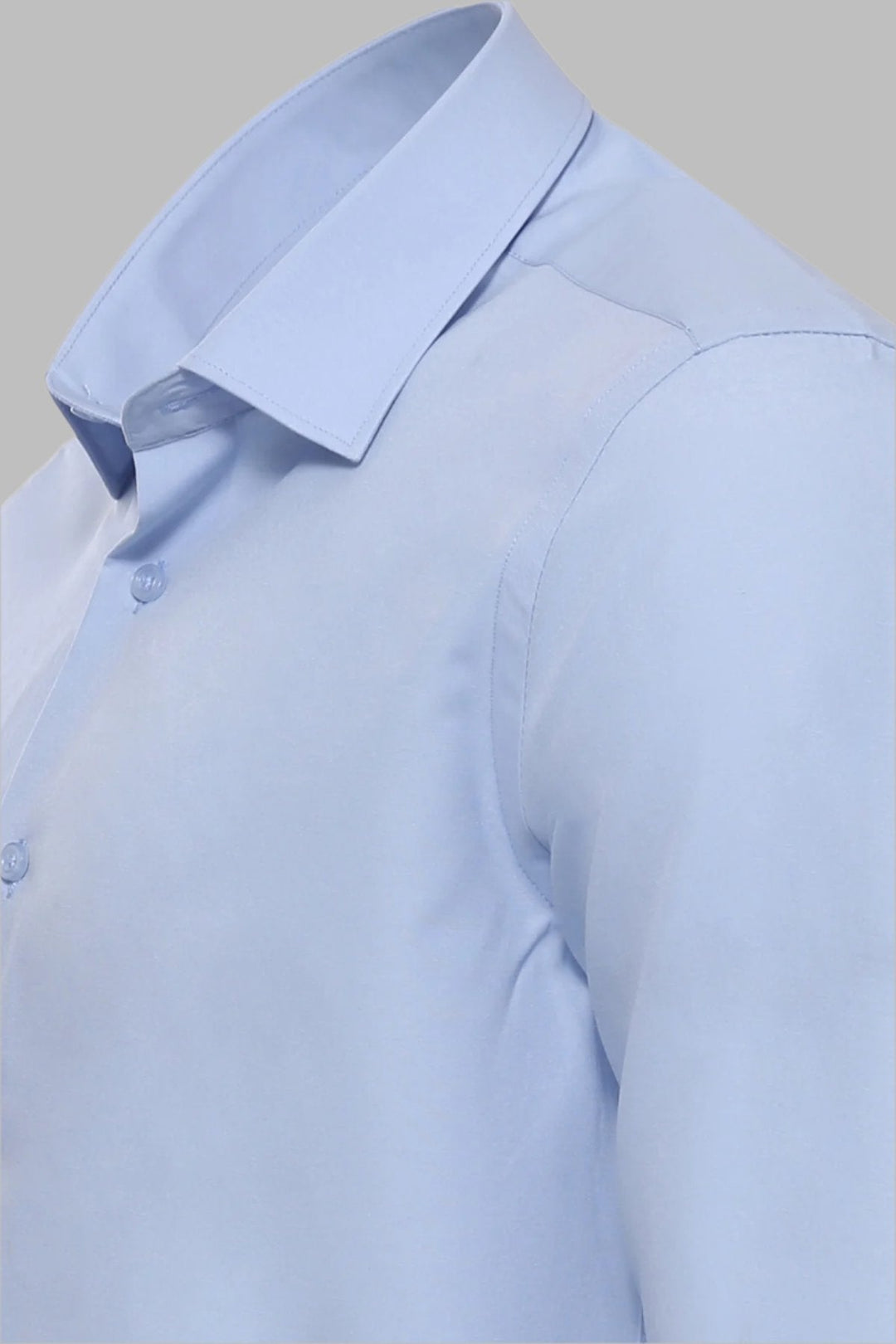 WSS Sky Blue Plain Long Sleeves Regular Fit Shirt  - Singen