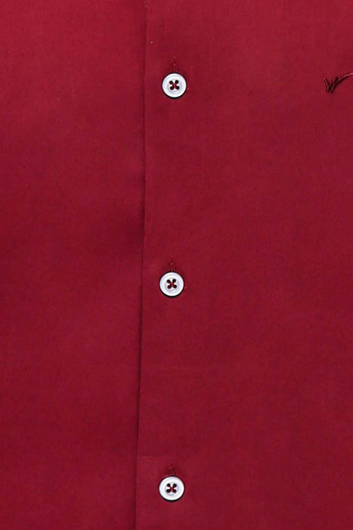 WSS Plain Slim Fit Clarret Red Men Shirt - Singen