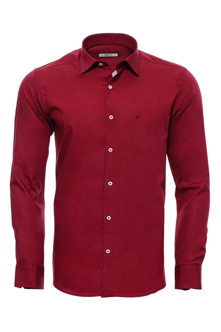 WSS Plain Slim Fit Clarret Red Men Shirt - Singen