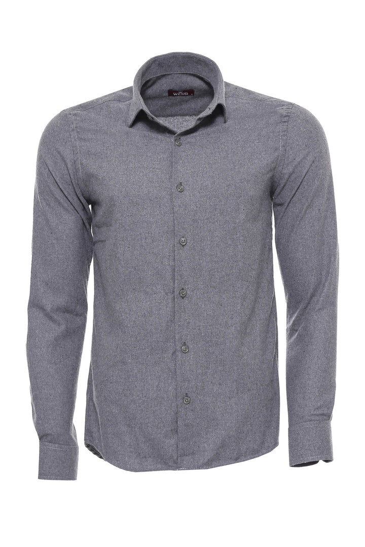 WSS Plain Slim Fit Grey Men Lumberjack Men Shirt  - Singen