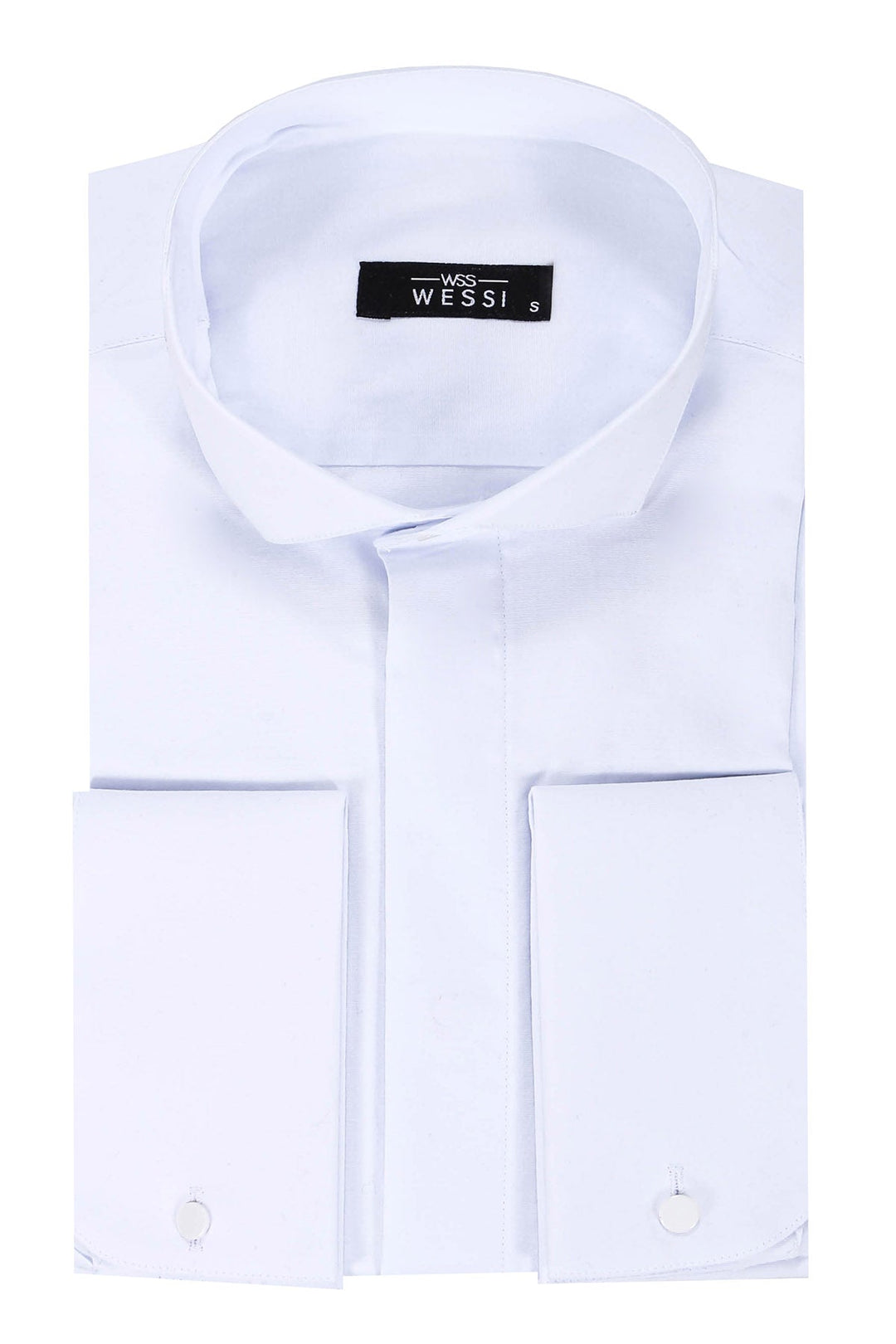 WSS White Plain Stand Collar Formal Tuxedo Shirt  - Singen