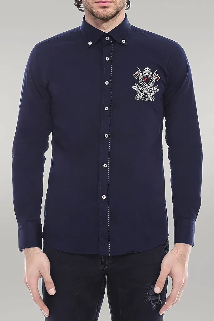 WSS Emblemed Long Sleeve Navy Blue Shirt  - Singen