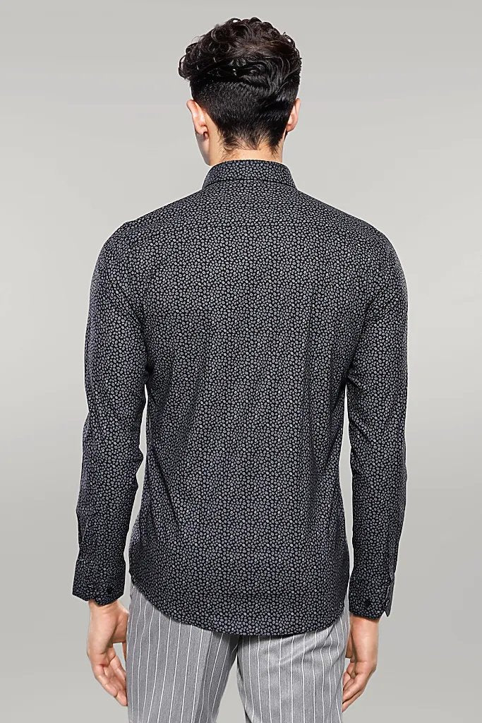 WSS Patterned Black Long Sleeve Shirt  - Singen