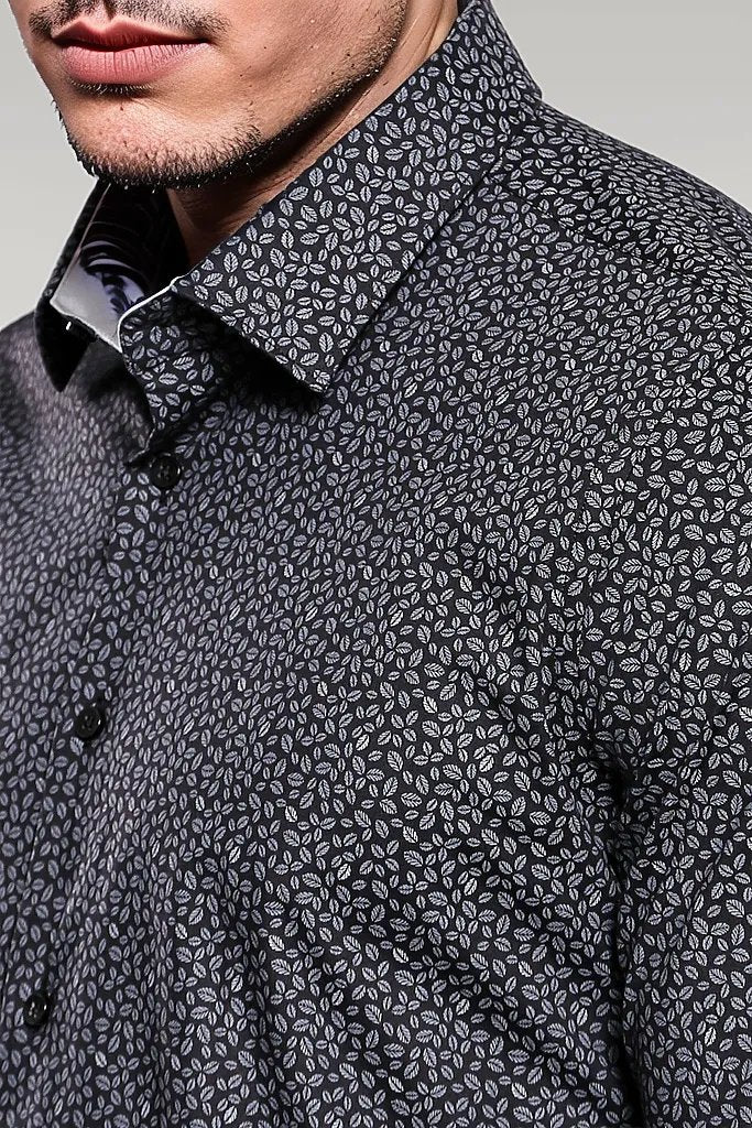 WSS Patterned Black Long Sleeve Shirt  - Singen