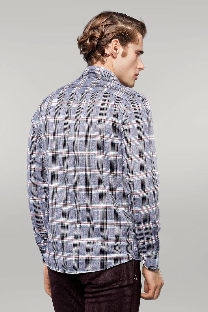 WSS Casual Blue Plaid Shirt  - Singen