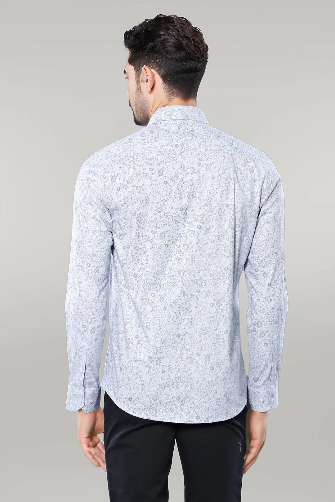 WSS Patterned Men's White Shirt  - Singen