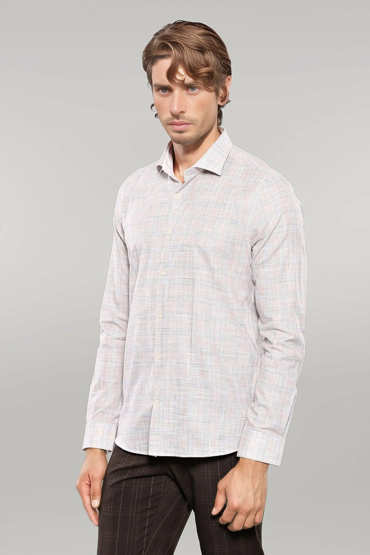 WSS Checked Beige Shirt  - Singen