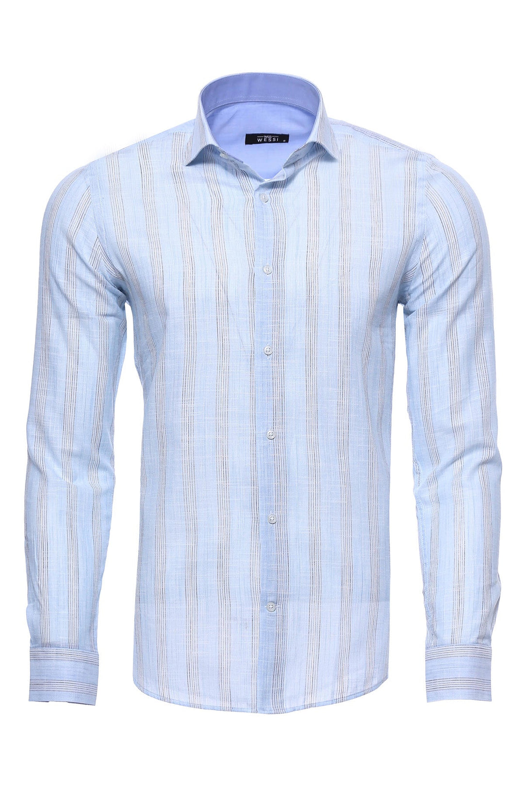 WSS Sky Blue Striped Men's Shirt  - Singen