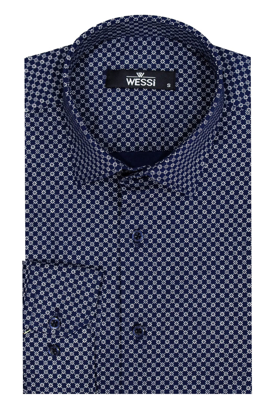 WSS Tiny Check Patterned Slim Fit Blue Men Shirt  - Singen