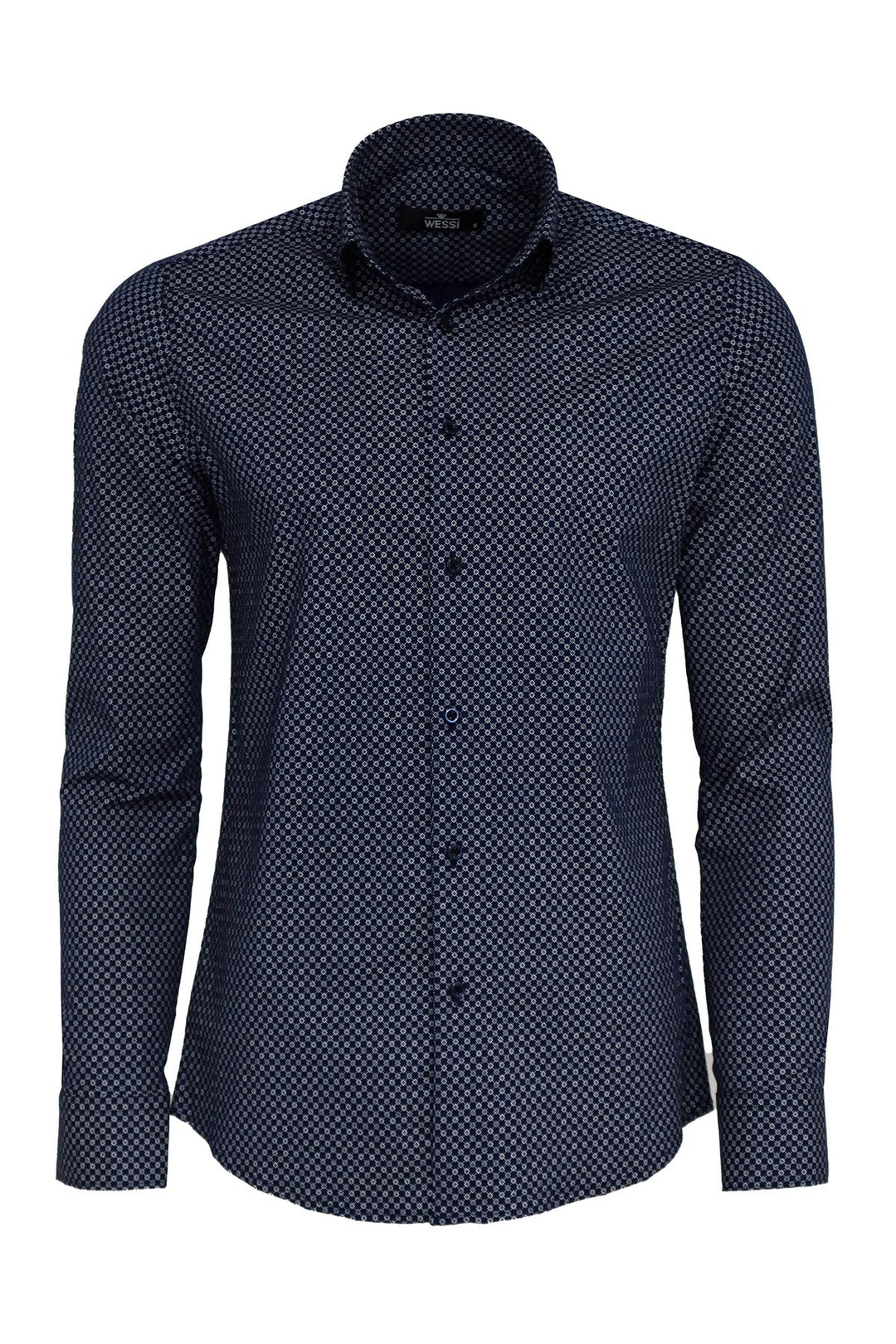 WSS Tiny Check Patterned Slim Fit Blue Men Shirt  - Singen