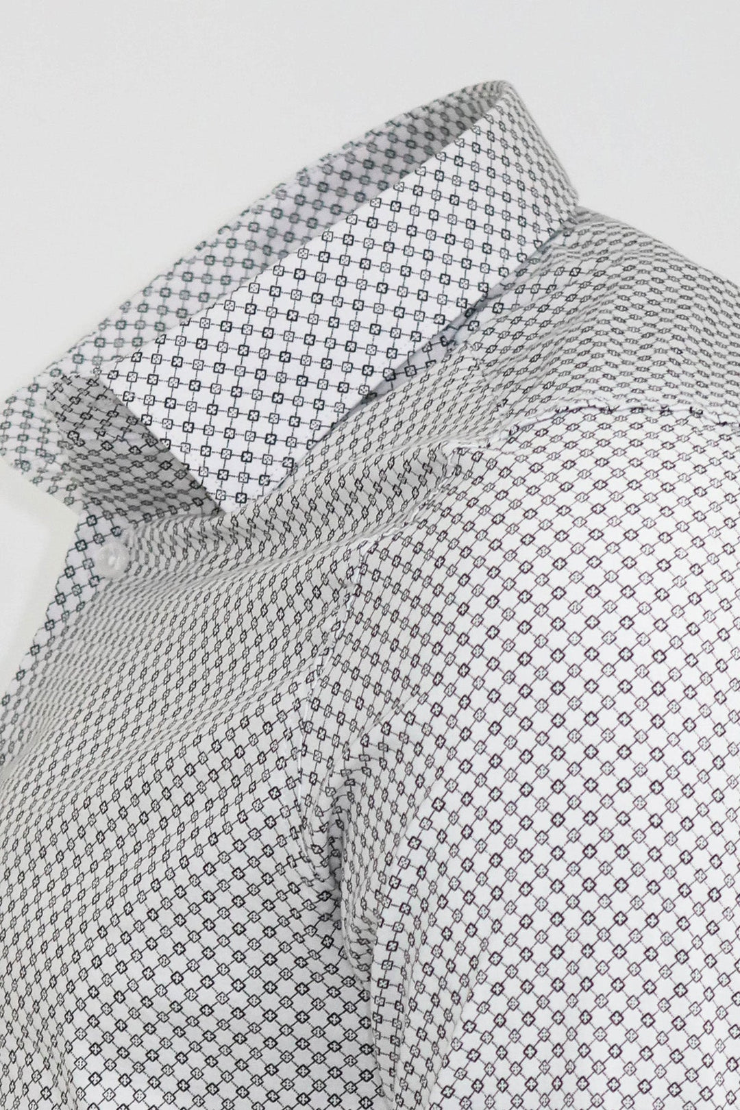 WSS White Tiny Check Patterned Slim Fit Shirt  - Singen