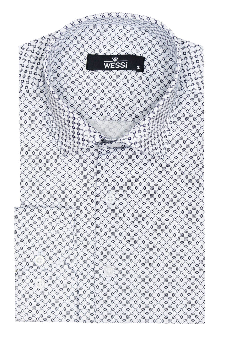 WSS White Tiny Check Patterned Slim Fit Shirt  - Singen