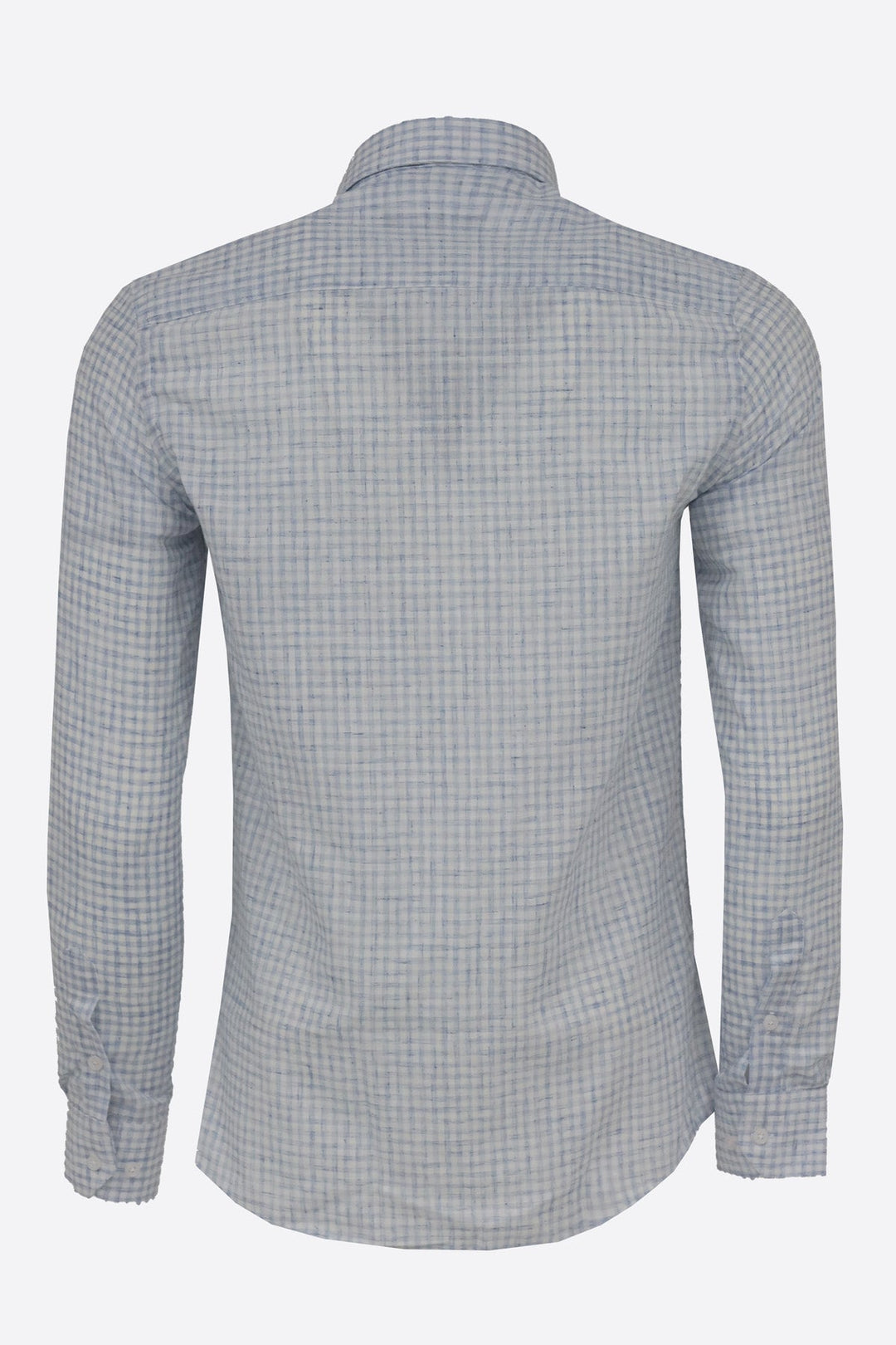 WSS Plaid Slim Fit Sky Blue Men Shirt  - Singen