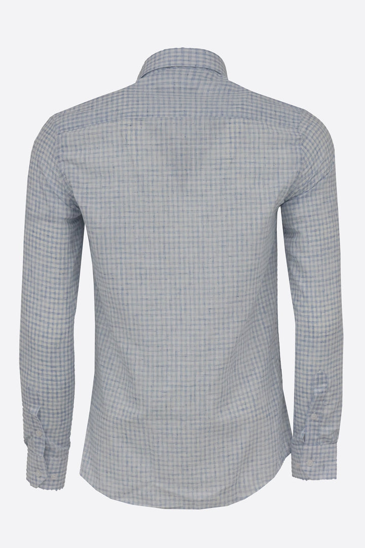 WSS Plaid Slim Fit Sky Blue Men Shirt  - Singen