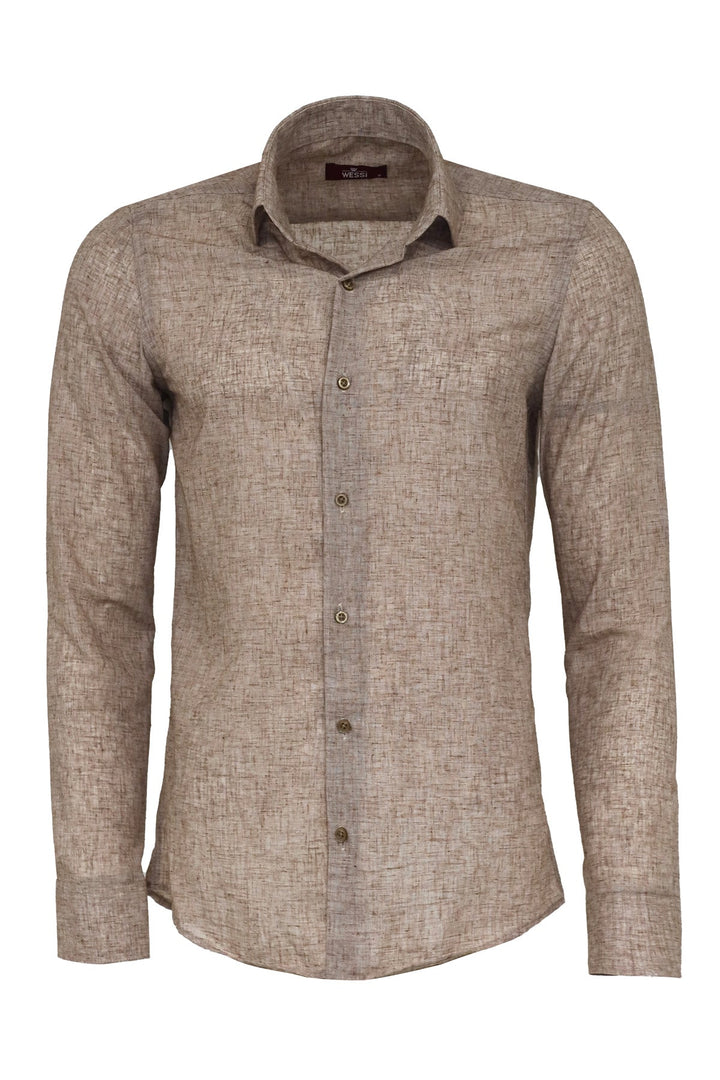 WSS Slim Fit Patterned Brown Men Shirt  - Singen