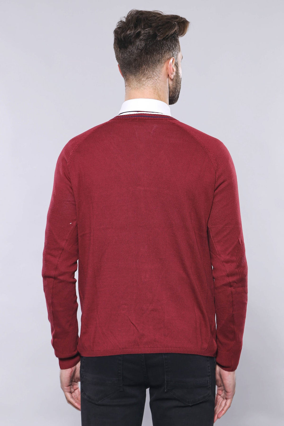 WSS Burgundy Cotton's Men's Knitwear - Singen