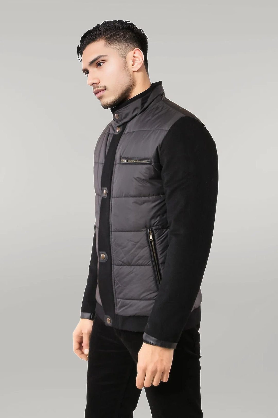 WSS Black Quilted Men Coat  - Singen