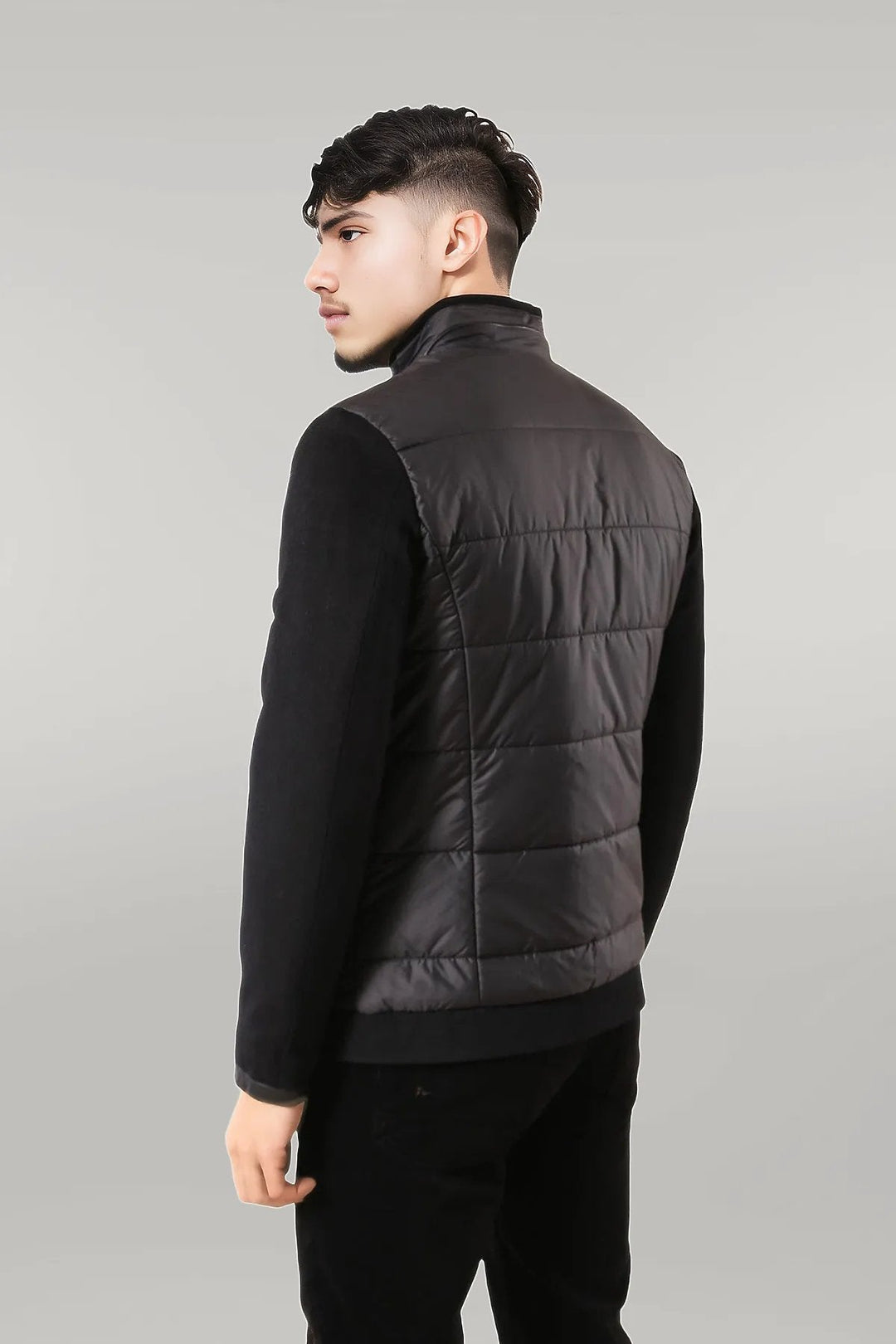 WSS Black Quilted Men Coat  - Singen