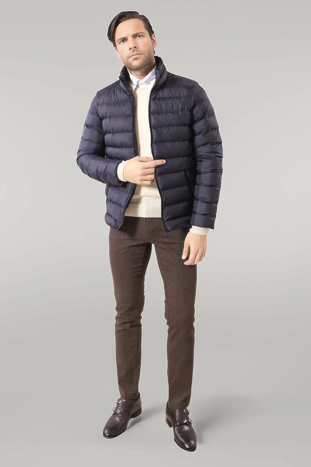 WSS Navy Short Men Down Jacket  - Singen