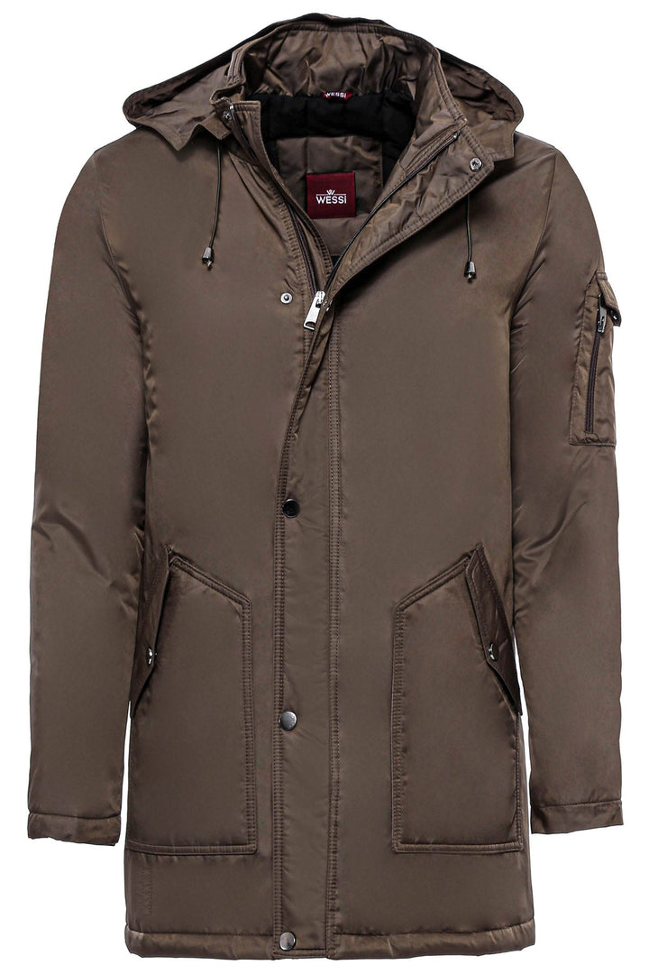 WSS Brown Pocket Hooded Men's Coat  - Singen