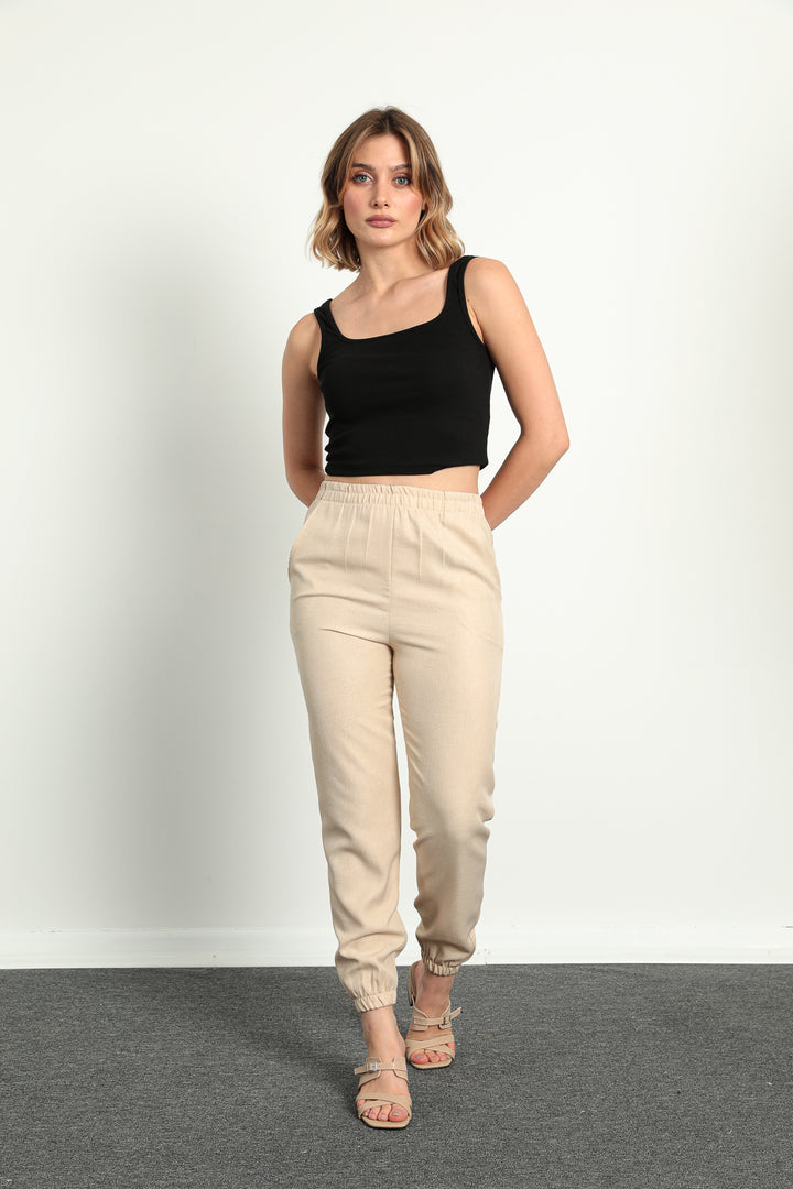 MPL Women's Elastic Waist Linen Trousers - Nîmes